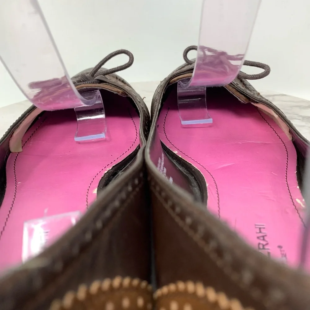 VTG Isaak Mizrahi For Target Polly Brown Leather Oxford Bow Flats 8 Heritage
